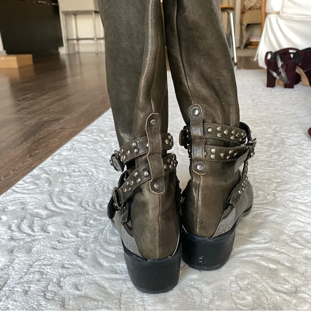 Stuart Weitzman Dark Green Leather Knee High Boots - Picture 8 of 8
